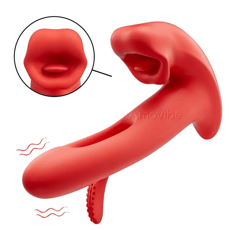 Vibradóir Clitoris ag Preabadh le Béal Pógála & Creathadh