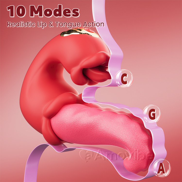 Vibradóir G-Spot le Dhá Rós ag Brú agus Teanga ag Ligh & Creathadh