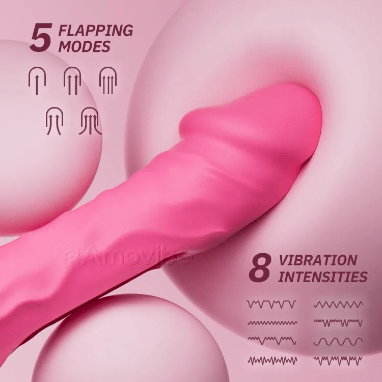 Vibradóir Dildo Brú le Patrúin Flapála & Creathadh (Bonn Súiteán San Áireamh)