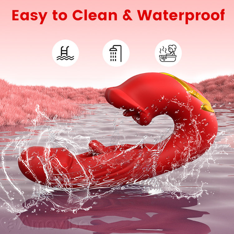 Vibradóir Clitoris ag Preabadh le Béal Pógála & Creathadh