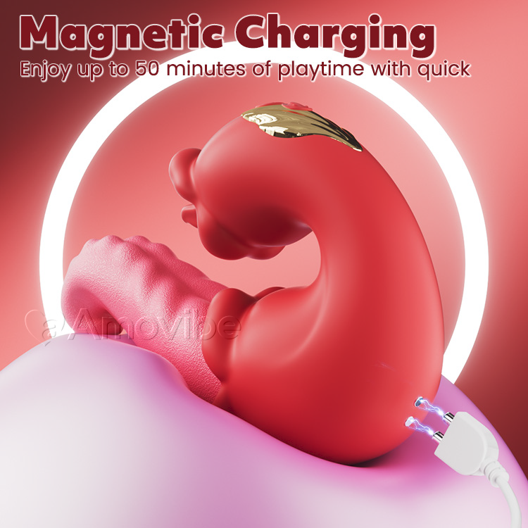 Vibradóir G-Spot le Dhá Rós ag Brú agus Teanga ag Ligh & Creathadh