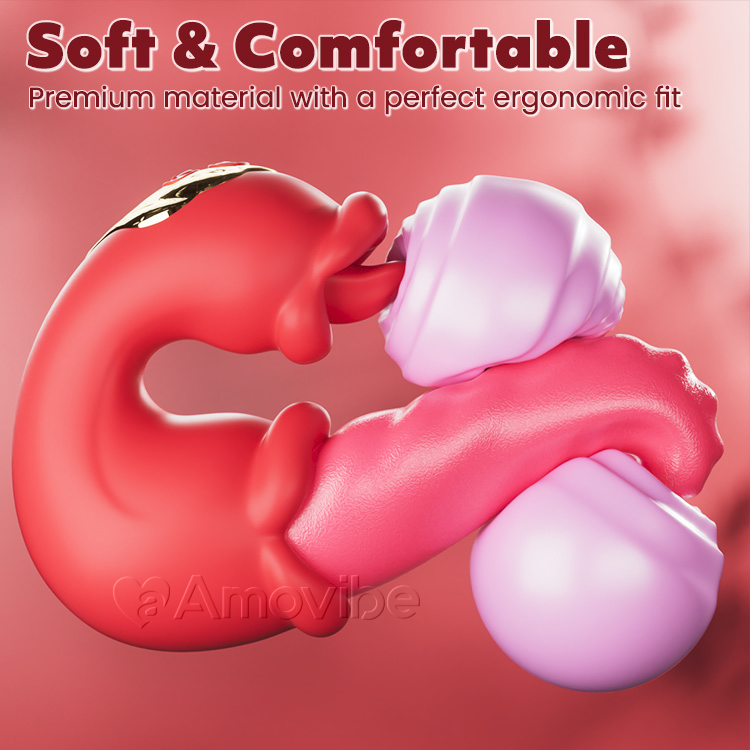 Vibradóir G-Spot le Dhá Rós ag Brú agus Teanga ag Ligh & Creathadh