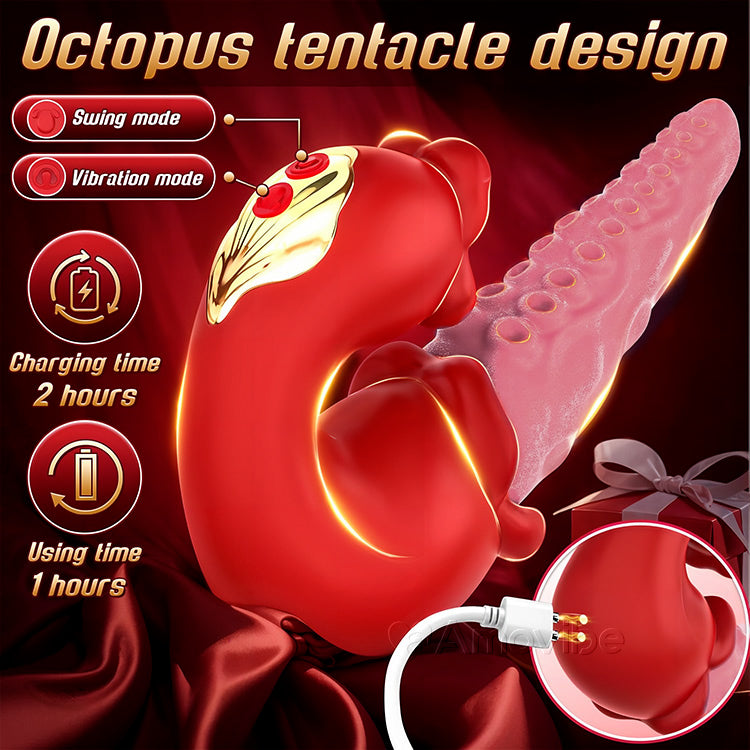Vibratóireacht Octopus 2-in-1 le Teanga Teasóireachta & 10 Mód Vibreála